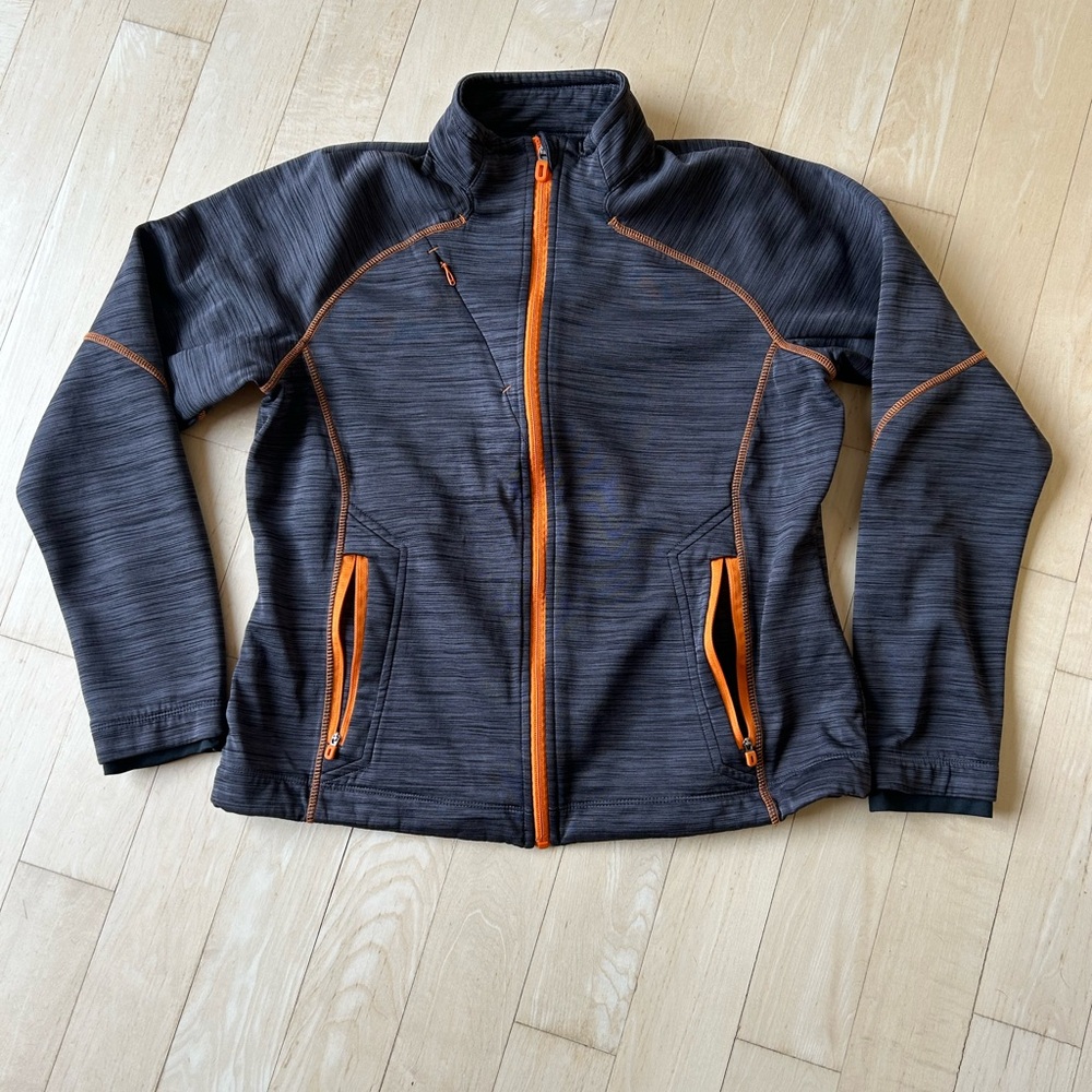 Gray and Orange “Wheaties” Zip-Up Women’s Jacket Size Large